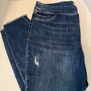 Womens Lane Bryant Pull On Distressed Dark Wash Plus Size 20 High Rise Jeggings